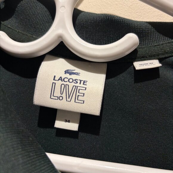 Lacoste Dark Green Polo Shirt – Size 34, Unique Sleeve Button - Picture 3 of 6